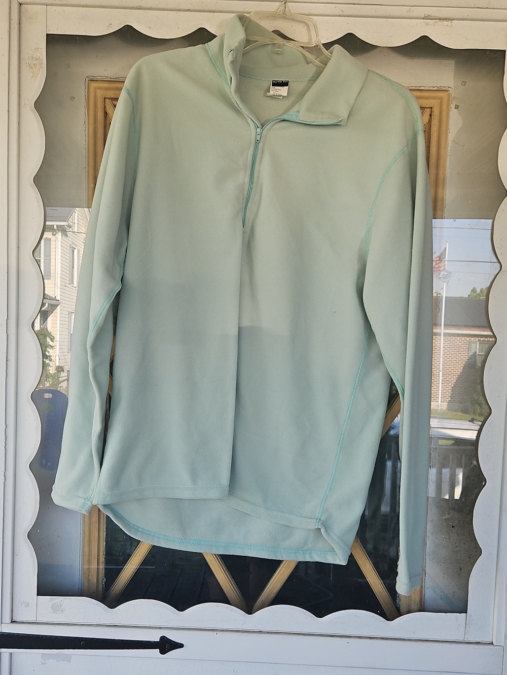 Light Mint V-Neck Quarter-Zip Women's Pullover Sweater